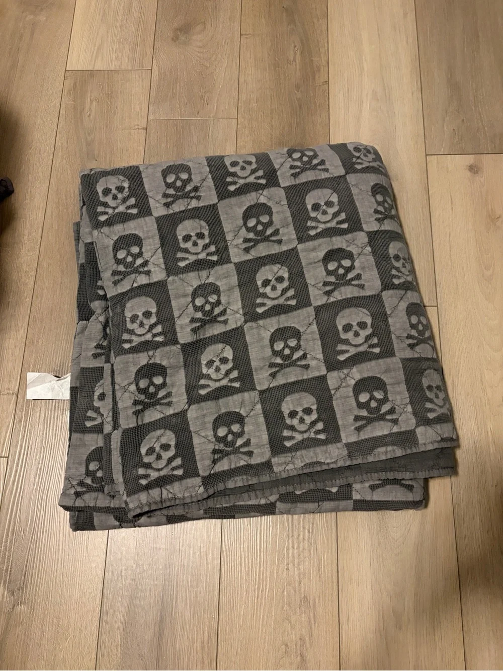 Cupcakes and Cashmere Skull Checkerboard Stonewash Quilt Full/Queen Halloween